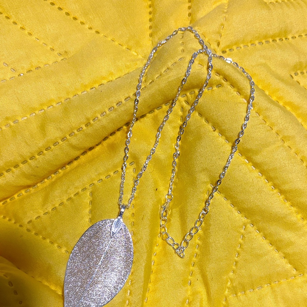 Silver Leaf Pendant Necklace - Women Jewelry